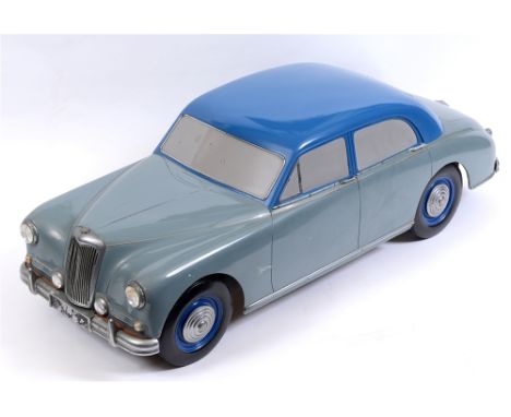 A RARE FACTORY STYLING MODEL OF A RILEY PATHFINDER  circa 1954, of fibre glass and wood construction, mid-blue over grey, wit