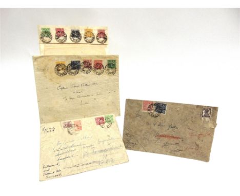 STAMPS - FOUR TIBET POSTAL COVERS  circa 1930s, (one with clipped address panel).