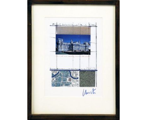 Christo (1925 Gabrowo/Bulgarien - New York 2020), eigentlich Christo Wladimirow Kawaschenew "Wrapped Reichstag". Offset, re. 