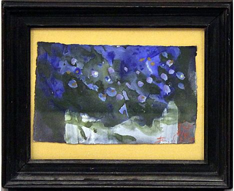 Fußmann, Klaus (geb. 1938 Velbert)  Blumenstillleben. Aquarell/Mischtechnik/Papier, re. u. sign. und dat. (19)90 sowie Widmun