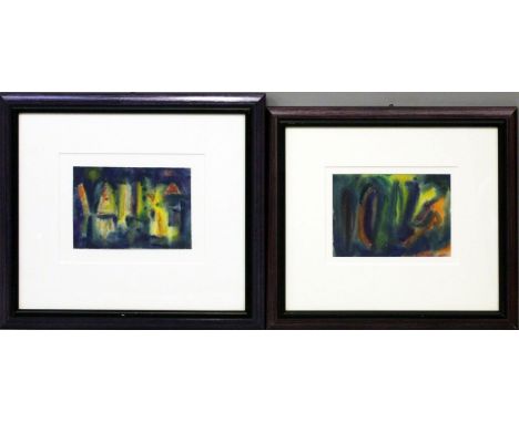 Hennig, Albert (1907 Leipzig - Zwickau 1998) Zwei Farbkompositionen. Aquarelle. Je ca. 12x 17 cm, laut beigegebenen Zertifika