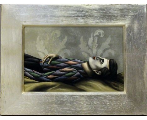 Koch, Wolfgang (geb. 1933 Berlin) Schlafender Pierrot. Öl/Lwd., re. u. sign. und dat. (19)80. 20x 30 cm. R.