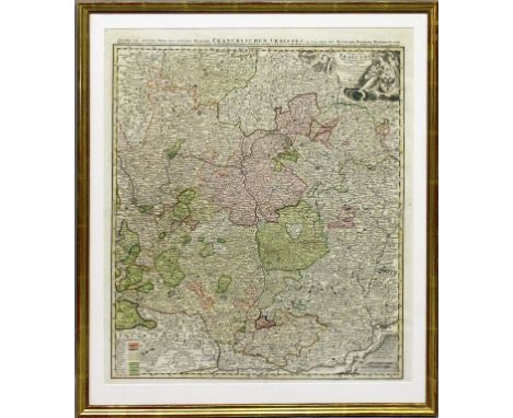 Homann, Johann Baptist (1664 Oberkammlach - Nürnberg 1724) Landkarte des fränkischen Gebiets "CIRCULI FRANCONIAE". Kupferstic
