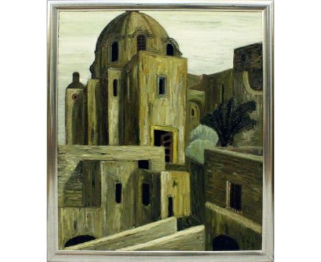 Mattera, Gabriele (1929 Ischia 2005) "Castello Aragonese", so verso betitelt, bez. und dat. 1961. Öl/Lwd. (Druckstelle), re. 
