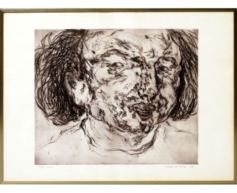Marwan (1934 Damaskus - Berlin 2016) "Gesicht".  Radierung und Aquatinta auf Kupferdruckpapier (l. gebräunt, min. fleckig, et