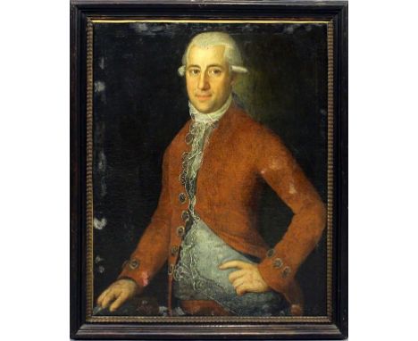Unbekannter Maler des Barock (18. Jh.) Portrait eines Adligen. Öl/Lwd. (doubliert, stark rest., Altersspuren). 82x 65,5 cm. I