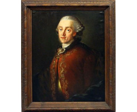 Heinsius, Johann Ernst (1740 Hildburghausen-Orleans 1812), att. Portrait eines noblen Herrn. Öl/Lwd. (doubliert). 86x 65 cm. 