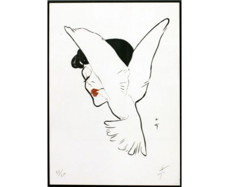Unbekannter Künstler (19. Jh.) Frau mit Taube. Lithographie/Papier, re. u. in der Platte sowie handschriftlich mit Bleistift 