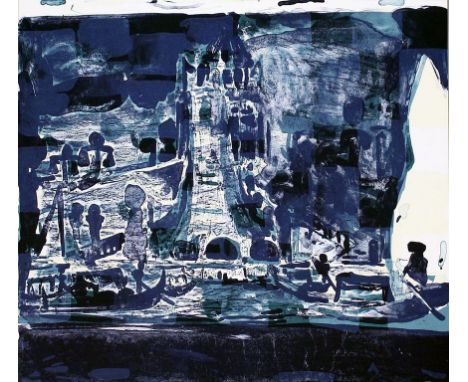 Tal R (geb. 1967 in Tel Aviv, Israel), eigentlich Tal Rosenzweig  "New World City (2003)". Farblithographie/BFK Rives , li. u