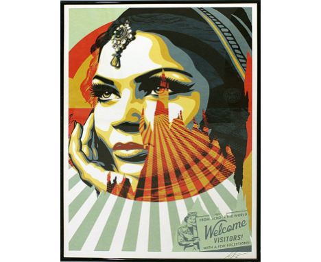 Fairey, Shepard "Obey" (geb. 1970 Charleston)  "From across the world...", so im Werk bez. Farbserigraphie/Papier, re. u. mit