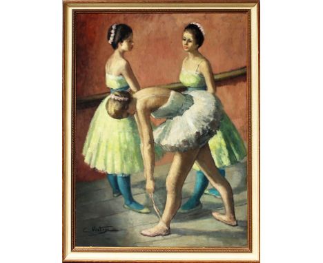 Ventosa, Carmen (1919-1966) Drei Ballerinas. Öl/Platte, li. u. sign. Ca. 72x 52 cm. R.