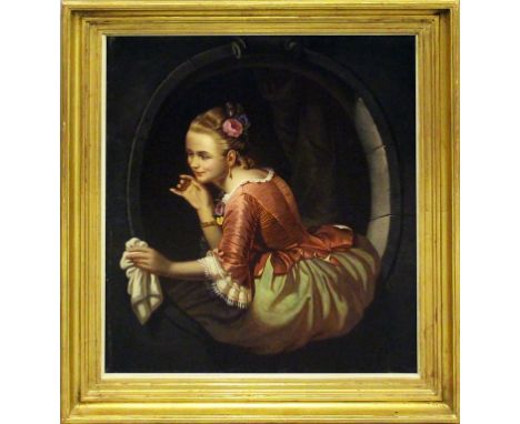 Horsten (Ende 19. Jh.) In einer Nische sitzendes Mädchen. Öl/Lwd., re. u. sign. 53x 45 cm. R.