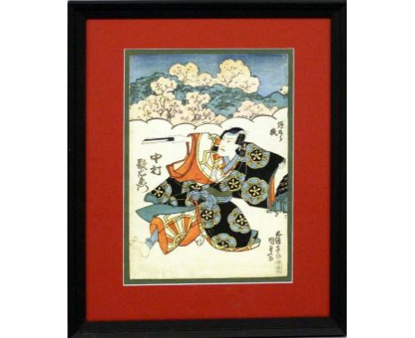 Kunisada, Gototei (1786 Japan 1865) "Schauspieler Nakamura Utaemon". Farbholzschnitt (Altersspuren, wohl ehemals Triptychon),