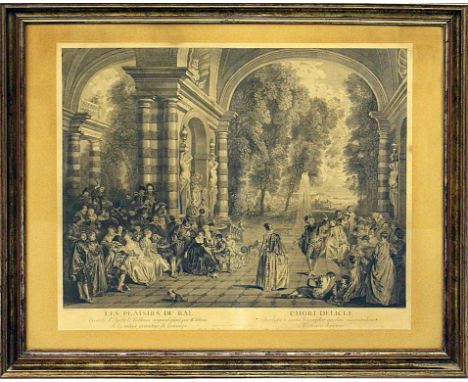 Scotin, Jean-Baptiste Gérard (1698 Paris 1745) "Les Plaisirs du bal". Kupferstich (l. Altersspuren, auf Unterkarton montiert)