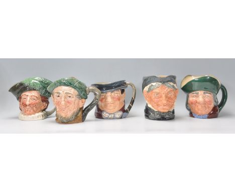 A group of five Royal Doulton ceramic Character / Toby jugs to include Tony Weller D6013, Toby Philpots, Cavalier D6114, Gran