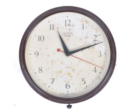 Smiths - Sectric - An original early 20th Century vintage industrial factory / station wall clock having a bakelite case with
