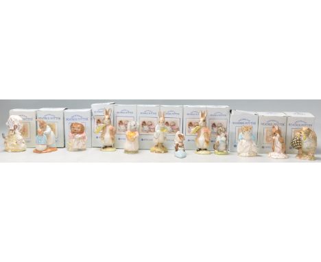 A good group of twelve Royal Albert ceramic figures in 'The World Of Beatrix Potter Collection' to include Lady Mouse, Mrs Ra