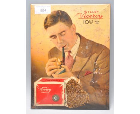 A vintage retro 1930's Wills's Viceroy tobacco / cigarette counter top / point of sale advertising enamelled sign featuring a