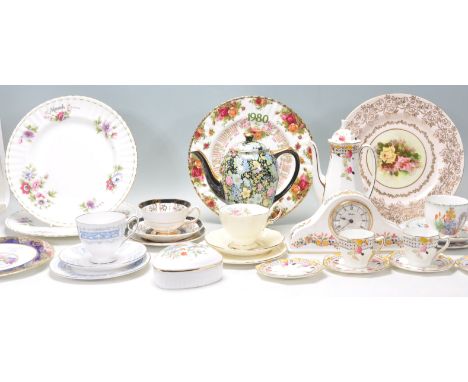 A collection of vintage retro English bone china ceramics to include Royal Albert, Royal Doulton Art Deco cup and saucer, Roy