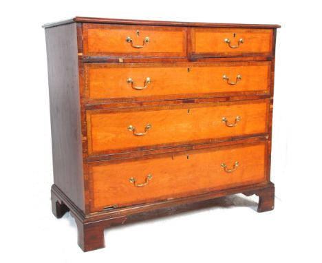 A 19th century George III mahogany inlaid chest of drawers. Raised on ogee bracket legs with 2 short over 3 deep drawers havi