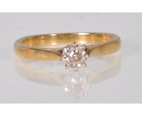 A hallmarked 18ct gold and diamond solitaire ring&nbsp; illusion set with a round cut diamond. Hallmarked London 1968. Weight