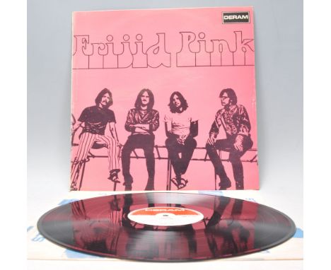 A vinyl long play LP record album by Frijid Pink – Frijid Pink – Original Deram 1st U.K. Press – SML-R 1062 Stereo. Vinyl Con