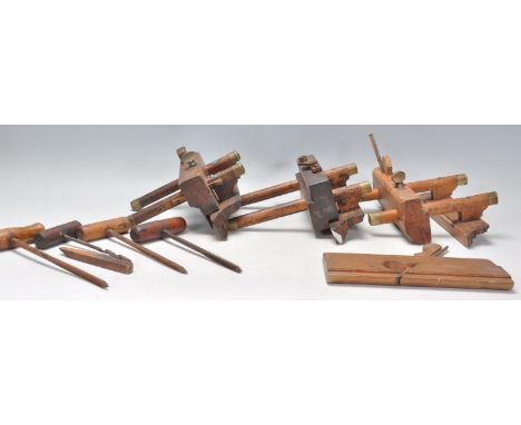 A collection of antique woodworking / joinery tools to include a selection of different planes, moulding planes, etc. Makers 