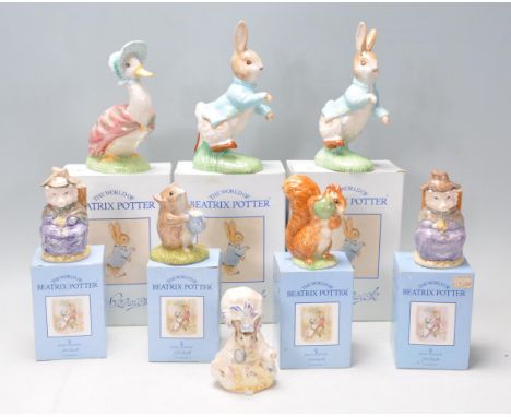 A collection of Beswick Beatrix Potter ceramic figurines to include Jemima Puddle-Duck, Peter Rabbit, And this Pig had none, 