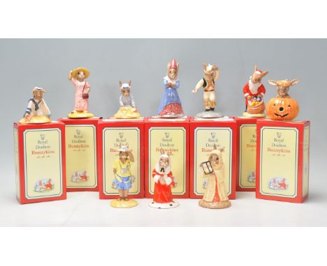 A group of ten Royal Doulton ceramic Bunnykins figures to include Tourist DB190, Judge DB188,&nbsp;Sands of Time DB229 (Bunny