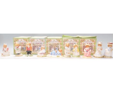 A group of ten Royal Doulton Brambly Hedge ceramic figures to include Clover, Mr Apple, Lord Woodmouse, Mr Toadflax, Mr Salta