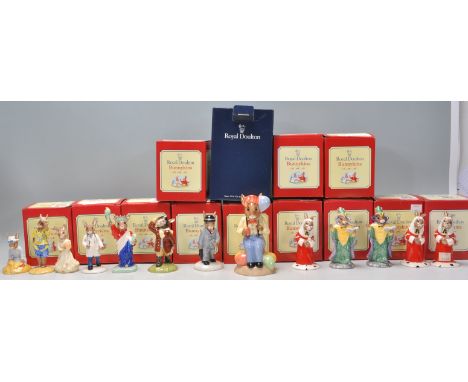 A group of thirteen Royal Doulton Bunnykins ceramic figurines to include Bridesmaid DB 173, Doctor DB 181 (signed), Statue of