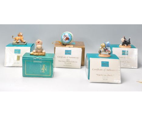 A group of five Walt Disney Classics Collection ceramic ornaments / figures to include Bambi "Hee! Hee! Hee!....", Pinocchio 