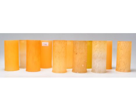 A collection of 20th century glass light / lamp shades, all of conical form in Italian design with orange colourways (11 in t