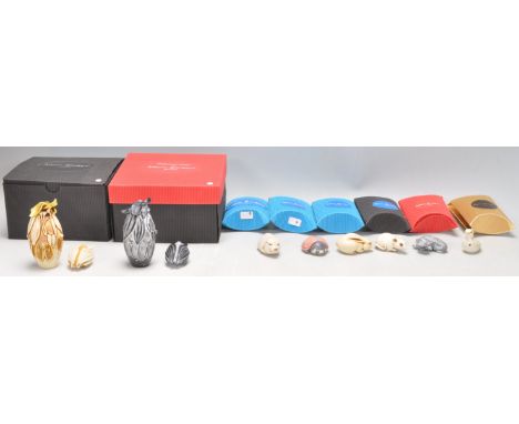 A collection of ten Adam Binder resin netsuke style animal figurines to include a pig, ladybird, hare, rat, two larger hangin