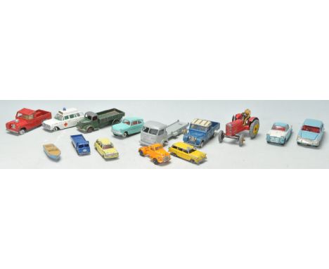 A collection of assorted vintage diecast scale model vehicles, to include; Dinky Meccano Toy models Ford Anglia, Vauxhall Vic