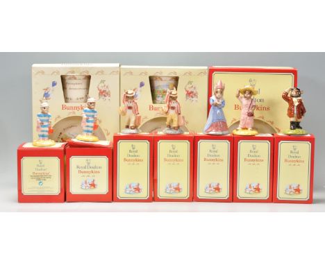 A collection of Royal Doulton Bunnykins ceramics to include DB 189 Mother , DB 154 Father , DB 213 Sundial , DB 215 Sightseer