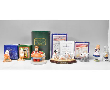 A mixed group of mostly Royal Doulton ceramic figures to include Disney's Snow White Showcase Doc SW 10 and Bashful SW 16, Ro