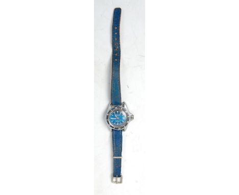 A Ladies Marine Star 17 jewels self winding Incabloc water resistant diver watch having a blue enamelled dial with luminous b