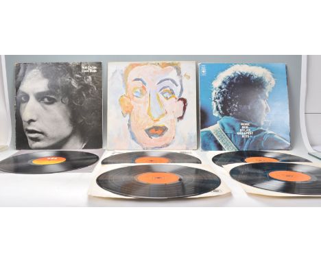 A group of three vinyl long play LP record albums by Bob Dylan to include – Hard Rain CBS 86016 (VG condition) –&nbsp; Self P