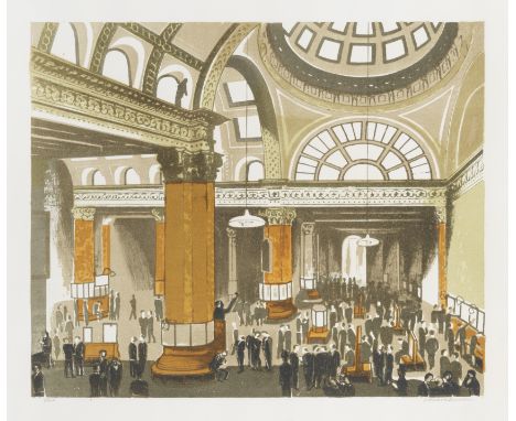 Edward Bawden R.A. (British, 1903-1989)The Stock Exchange Lithograph printed in colours, 1963, on J. Whatman wove, signed and