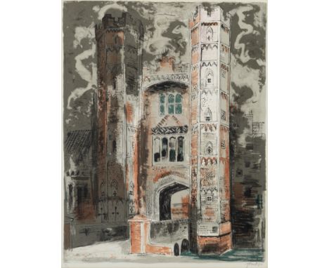 John Piper C.H. (British, 1903-1992)Oxburgh Hall, Norfolk (Levinson 266) Lithograph printed in colours, 1977, on wove, signed