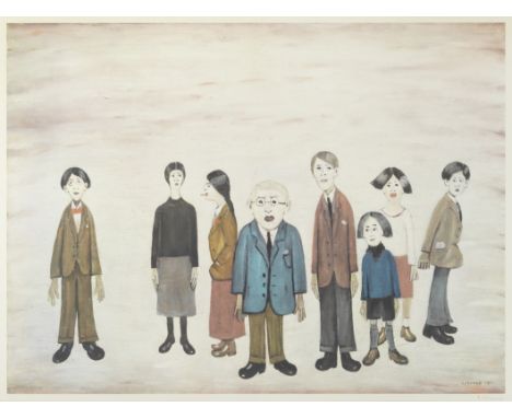 Laurence Stephen Lowry R.A. (British, 1887-1976)His Family Offset lithograph printed in colours, 1972, on wove, signed in pen