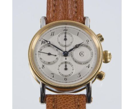            Armbanduhr-Chronometer-ChronographCHRONOSWISS. Referenz-Nr. CH 7522, Werk-Nr. 0480, Gehäuse-Nr. 10151. Edelstahl,
