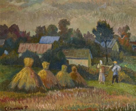                    SELSKI,             R.(* 1947)    Ukrainische DorflandschaftÖl/Leinwand. Links unten kyrillisch signiert,