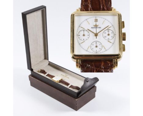             Armbanduhr: Carré Chronograph in GoldMARVIN. Referenz-Nr. 0737-4-12800, Gehäuse-Nr. 8930001. 750er Gelbgold (18 c