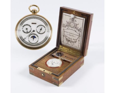             Taschenuhr-Chronometer in GoldZENITH. 750er Gelbgold (18 ct). ø 50 mm. 132 Gramm.             Handaufzug. Verglas