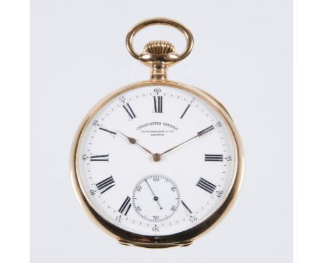             Taschenuhr-Chronometro Gondolo in GoldPATEK PHILIPPE. Werk-Nr. 121899, Gehäuse-Nr. 231239. 750er Gelbgold (18 ct)