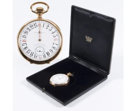             Taschenuhr mit 24-Stundenanzeige in GoldPATEK PHILIPPE. Werk-Nr. 170984, Gehäuse-Nr. 275028. 750er Gelbgold (18 c