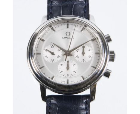  Armbanduhr-Chronograph De Ville PrestigeOMEGA. Referenz-Nr. 4840.31.03, Werk-Nr. 48312366. Edelstahl. ø 36 mm. 55 Gramm. Han