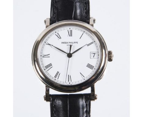  Armbanduhr: Calatrava Officier in GoldPATEK PHILIPPE. Referenz-Nr. 5053, Gehäuse-Nr. 4280407. 750er Weißgold (18 ct). ø 33 m